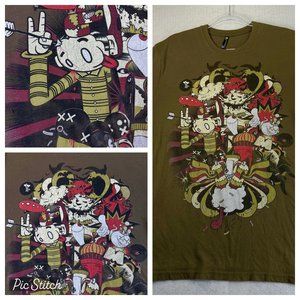 DESIGN BY HUMANS Mens XL Khaki Apocalypse Halloween Spooky Short Sleeve T-Shirt